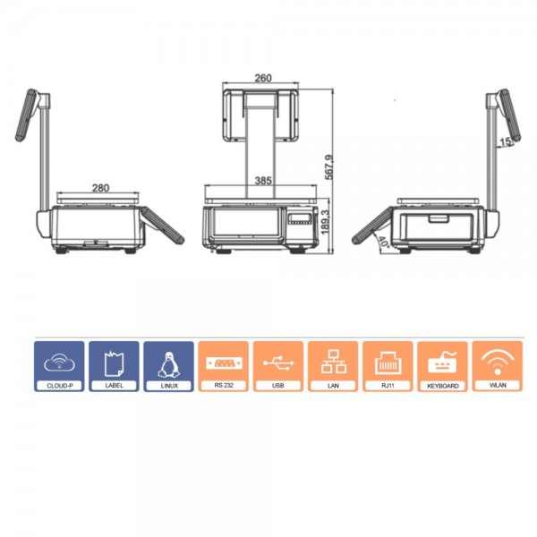 PA-10b Label Scale with printer Black 